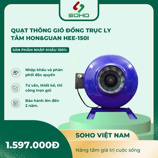 Quạt Thông Gió Đồng Trục Ly Tâm Hon&Guan HEE-150I