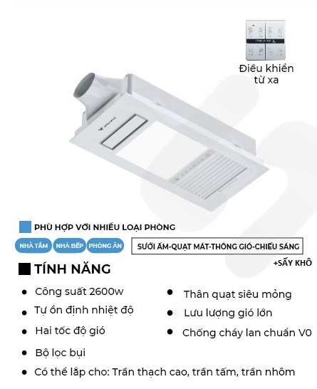 Quạt sưởi âm trần thông minh 5 trong 1 Jinling NF26T-36AY 3 Quạt sưởi âm trần thông minh 5 trong 1 Jinling NF26T-36AY - Ảnh 3