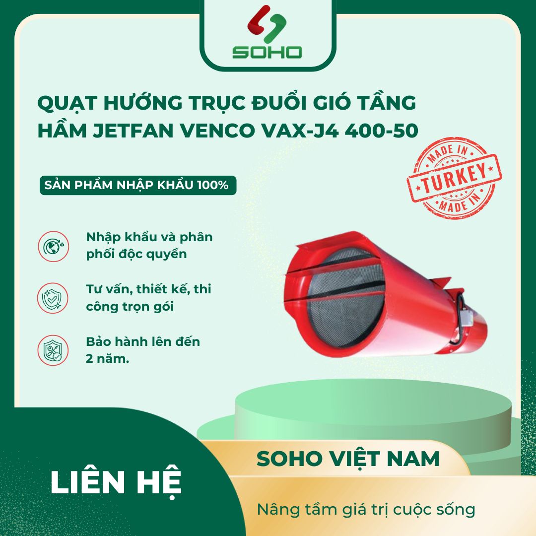 Quạt hướng trục đuổi gió tầng hầm Jetfan VENCO VAX-J4 400-50 1 Quạt hướng trục đuổi gió tầng hầm Jetfan VENCO VAX-J4 400-50
