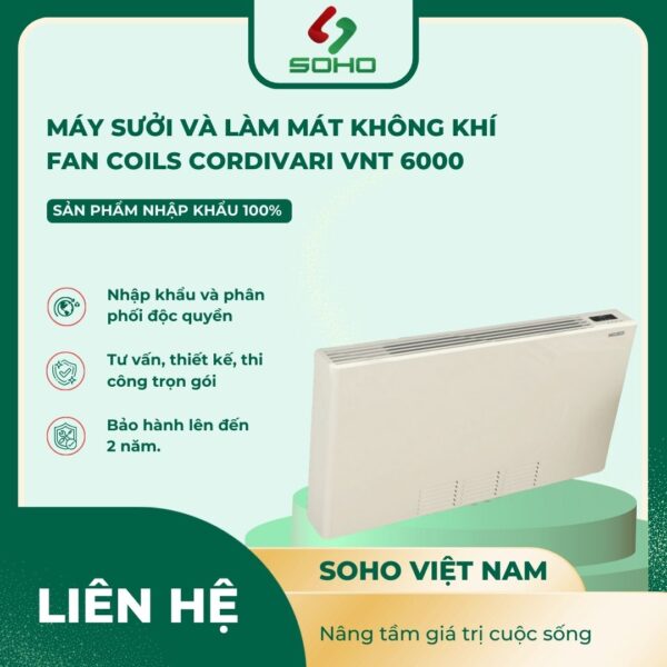 Máy Sưởi Và Làm Mát Không Khí Fan coils Cordivari VNT 6000