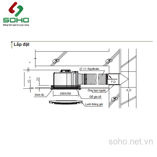 Quạt Thông Gió Âm Trần Himpel HV-250 4 Quạt Thông Gió Âm Trần Himpel HV-250 - Ảnh 4