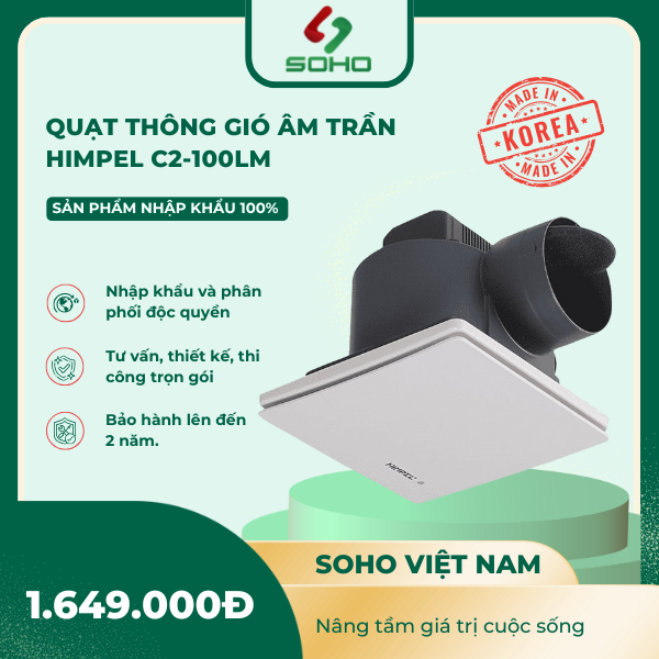 Quạt Thông Gió Âm Trần Himpel C2-100LM