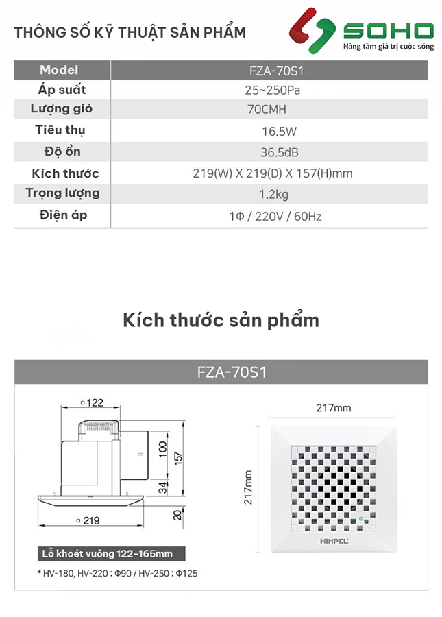 Quạt thông gió âm trần Himpel FZA-70S1 5 Quạt thông gió âm trần Himpel FZA-70S1 - Ảnh 5
