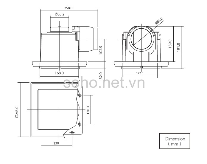 Quạt Thông Gió Âm Trần ALASKA 728 3 Quạt Thông Gió Âm Trần ALASKA 728 - Ảnh 3