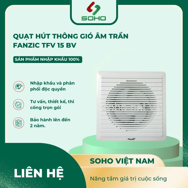 Quạt hút thông gió âm trần Fanzic TFV 15 BV