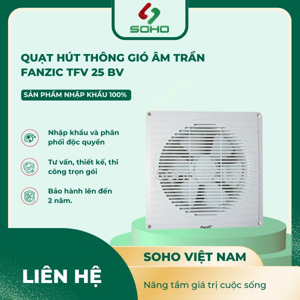 Quạt hút thông gió âm trần Fanzic TFV 25 BV