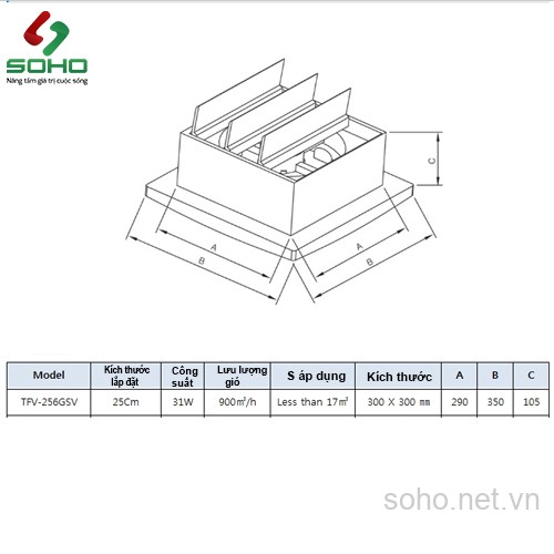 Quạt thông gió gắn tường Fanzic TFV-256GSV 4 Quạt thông gió gắn tường Fanzic TFV-256GSV - Ảnh 4