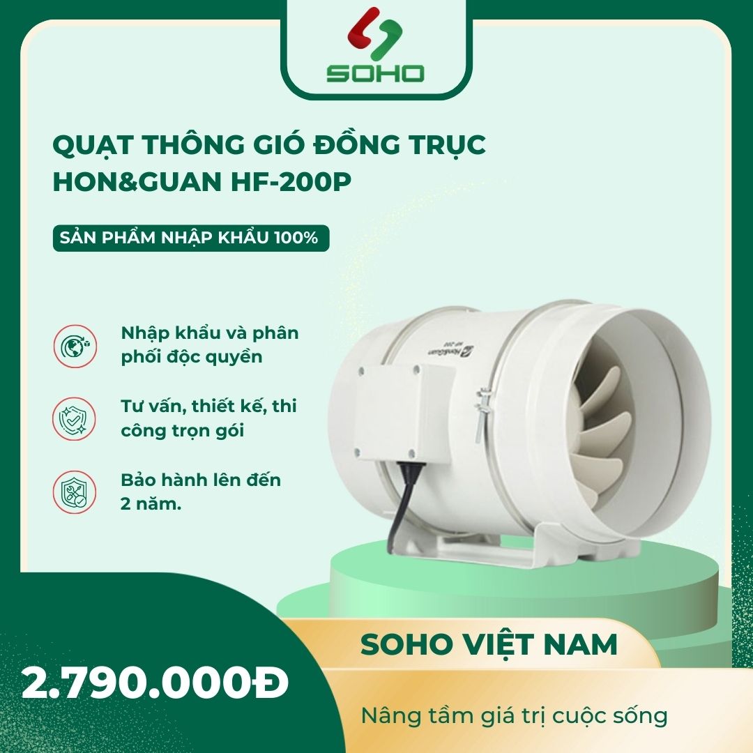 Quạt Thông Gió Đồng Trục Hon&Guan HF-200P 1 Quạt Thông Gió Đồng Trục Hon&Guan HF-200P