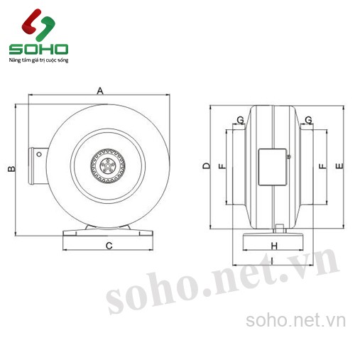 Quạt thông gió đồng trục ly tâm XingYi FZY-160 3 Quạt thông gió đồng trục ly tâm XingYi FZY-160 - Ảnh 3