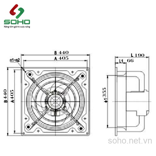 Quạt hút gắn tường công nghiệp XingYi CBF-3.5 2 Quạt hút gắn tường công nghiệp XingYi CBF-3.5 - Ảnh 2
