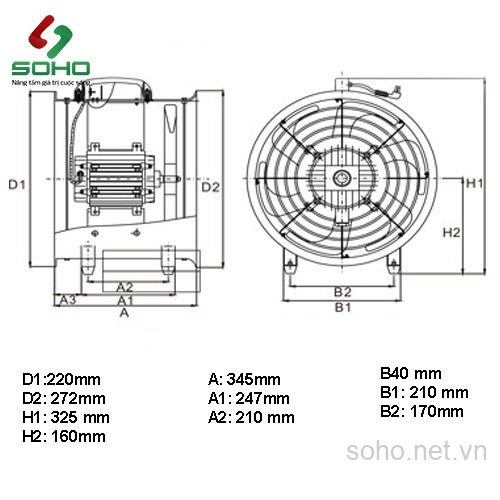 Quạt Hút Thổi Thông Gió Chống Cháy Nổ Shenli BTF-20 2 Quạt Hút Thổi Thông Gió Chống Cháy Nổ Shenli BTF-20 - Ảnh 2