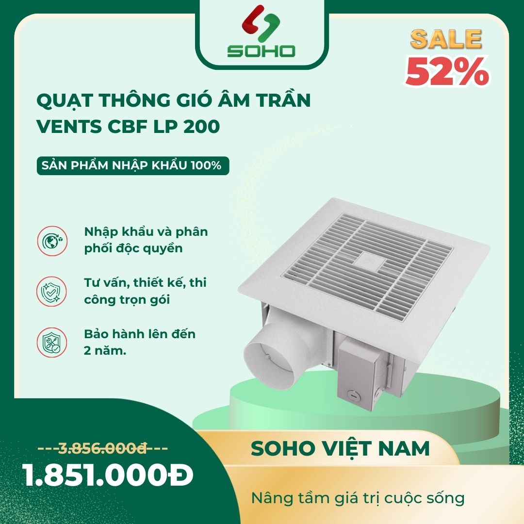 Quạt Thông Gió Âm Trần Vents CBF LP 200 1 Quạt Thông Gió Âm Trần Vents CBF LP 200