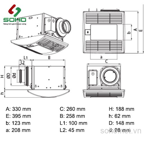 Quạt Thông Gió Âm Trần Có Đèn Vents CBF 250 Light T 5 Quạt Thông Gió Âm Trần Có Đèn Vents CBF 250 Light T - Ảnh 5