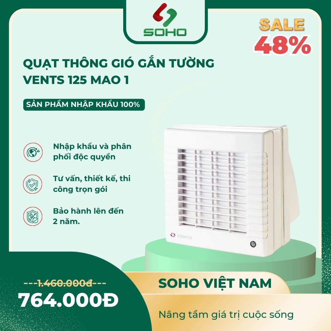 Quạt Thông Gió Gắn Tường Vents 125 MAO 1 1 Quạt Thông Gió Gắn Tường Vents 125 MAO 1