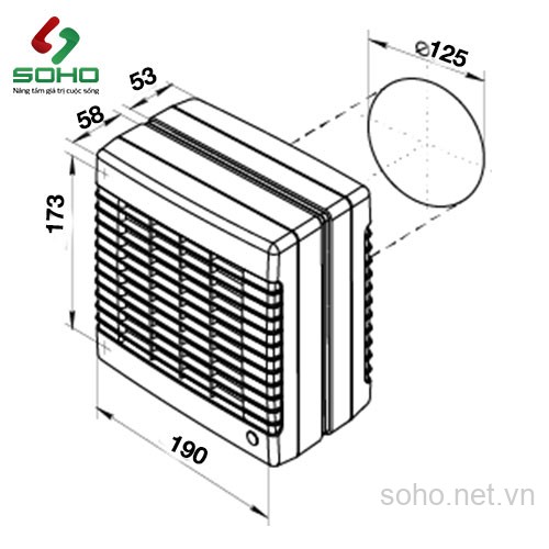 Quạt Thông Gió Gắn Tường Vents 125 MAO 1 3 Quạt Thông Gió Gắn Tường Vents 125 MAO 1 - Ảnh 3