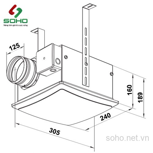 Quạt Hút Mùi Âm Trần Vents VP 125 K 4 Quạt Hút Mùi Âm Trần Vents VP 125 K - Ảnh 4