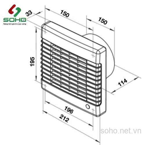 Quạt Hút Mùi Gắn Tường Vents 150 M1 3 Quạt Hút Mùi Gắn Tường Vents 150 M1 - Ảnh 3
