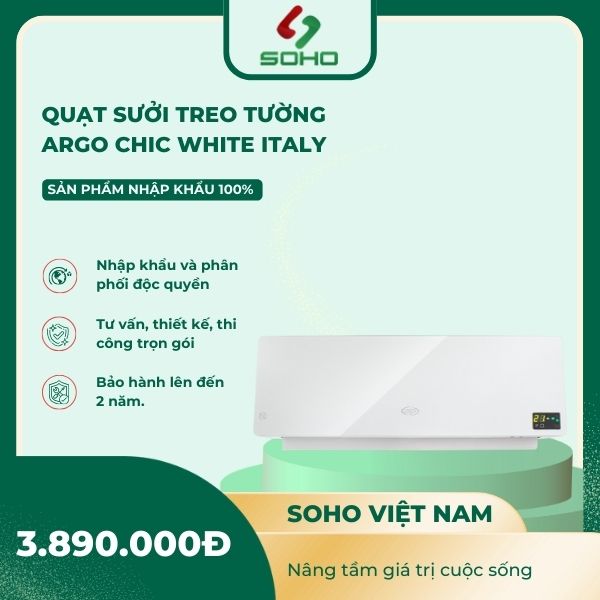 Quạt sưởi treo tường ARGO CHIC WHITE ITALY
