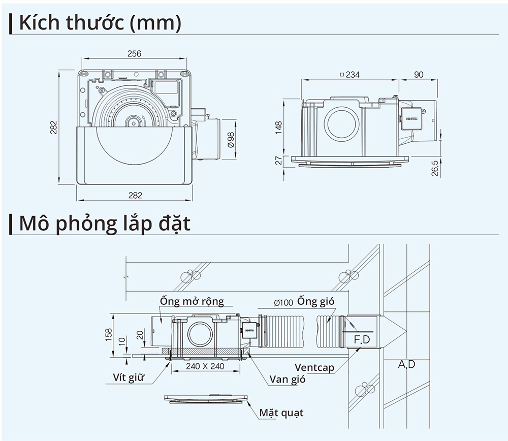 Quạt thông gió âm trần Himpel FZD-C160N 6 Quạt thông gió âm trần Himpel FZD-C160N - Ảnh 6