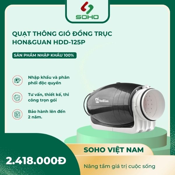 Quạt Thông Gió Đồng Trục Hon&Guan HDD-125P