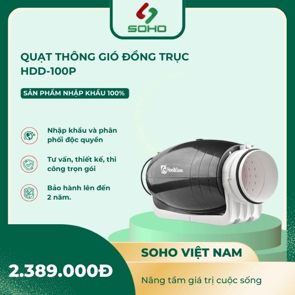 Quạt Thông Gió Đồng Trục HDD-100P