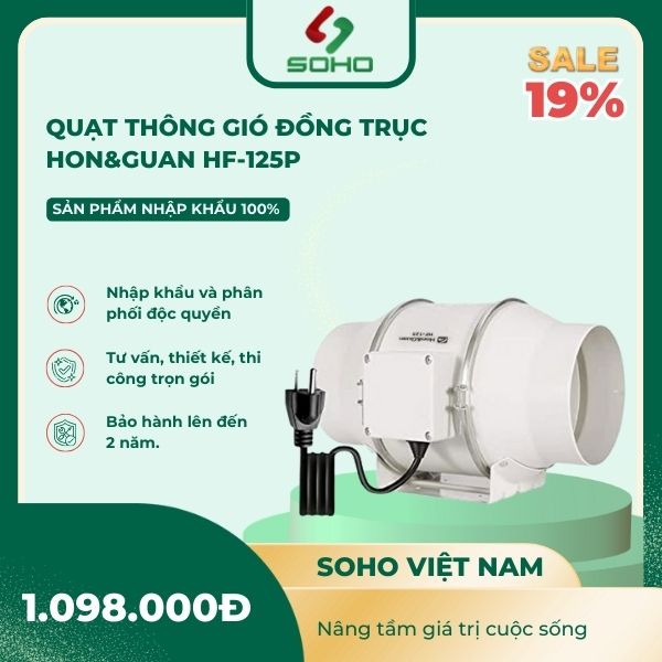 Quạt Thông Gió Đồng Trục Hon&Guan HF-125P