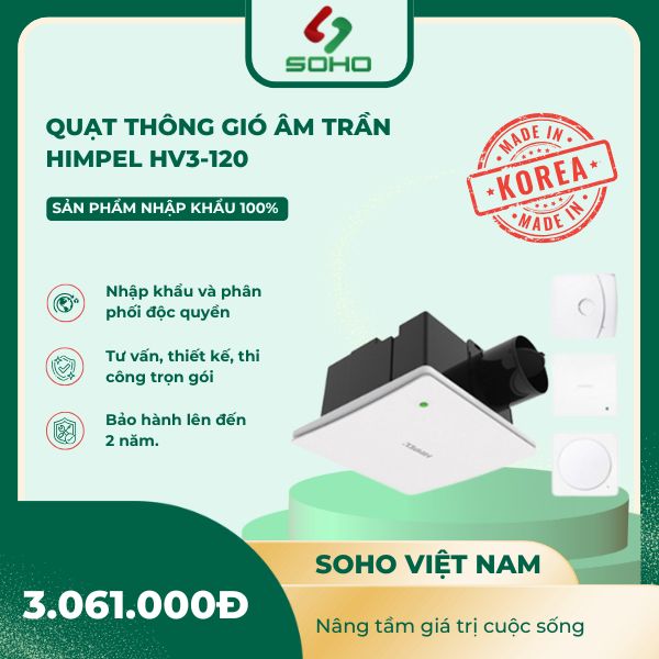 Quạt Thông Gió Âm Trần Himpel HV3-120