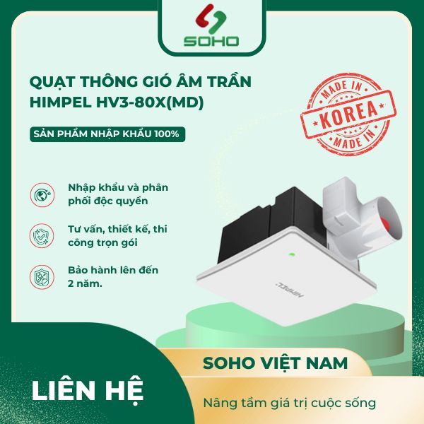 Quạt Thông Gió Âm Trần Himpel HV3-80X(MD)