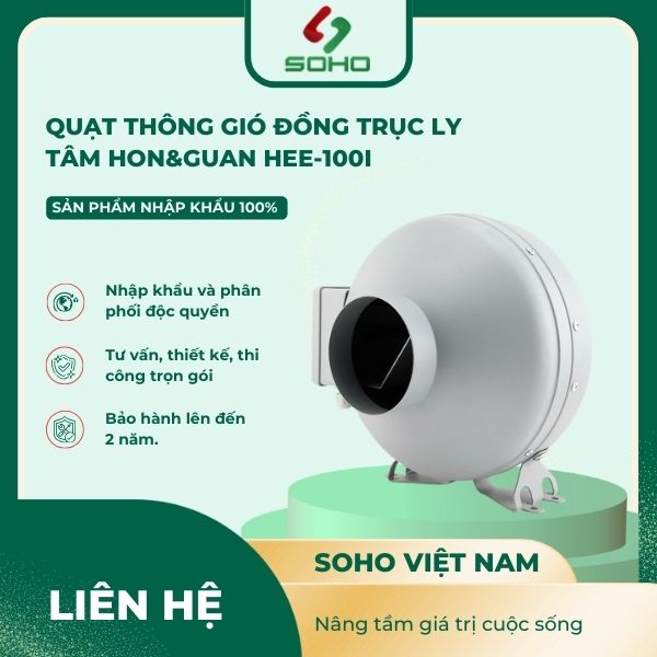 Quạt thông gió đồng trục ly tâm Hon&Guan HEE-100I