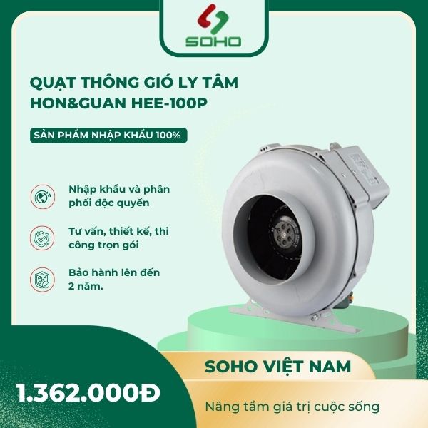 Quạt Thông Gió Ly Tâm Tròn Hon&Guan HEE-100P