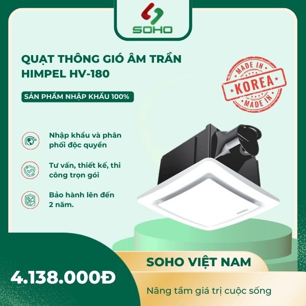 Quạt Thông Gió Âm Trần Himpel HV-180