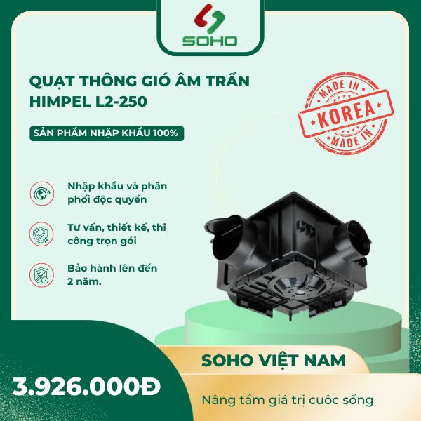 Quạt Thông Gió Âm Trần Himpel L2-250