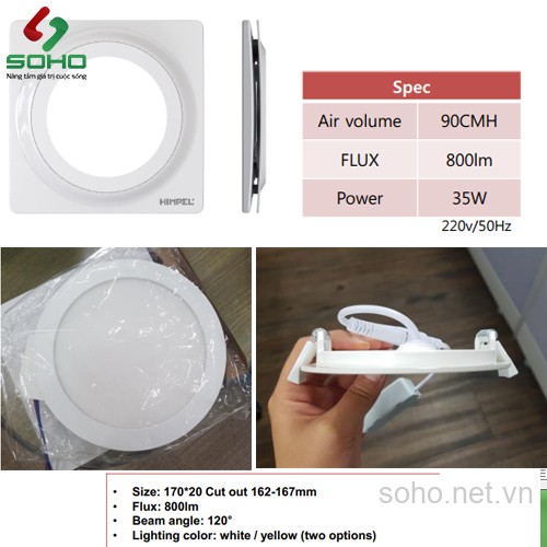 Quạt Thông Gió Âm Trần Đèn Led Himpel FFA-80L 2 Quạt Thông Gió Âm Trần Đèn Led Himpel FFA-80L - Ảnh 2