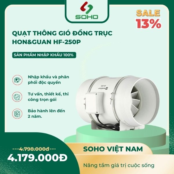 Quạt Thông Gió Đồng Trục Hon&Guan HF-250P