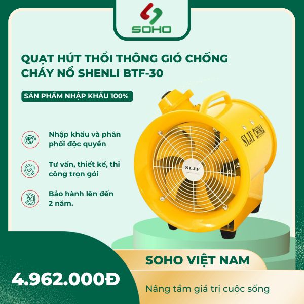 Quạt Hút Thổi Thông Gió Chống Cháy Nổ Shenli BTF-30