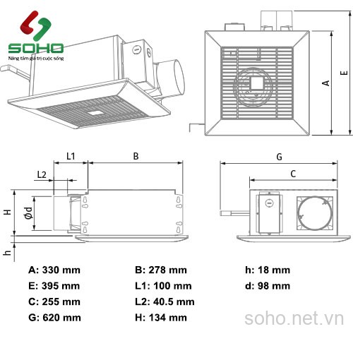 Quạt Thông Gió Âm Trần Vents CBF LP 200 - Ảnh 4