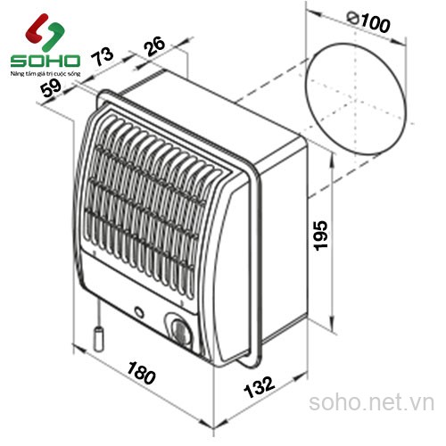 Quạt Hút Mùi Gắn Tường Vents 100 CF Turbo - Ảnh 3