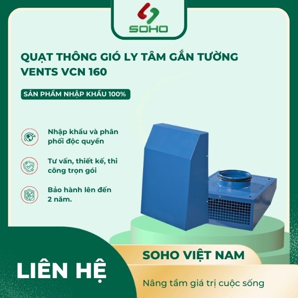 Quạt Thông Gió Ly Tâm Gắn Tường Vents VCN 160