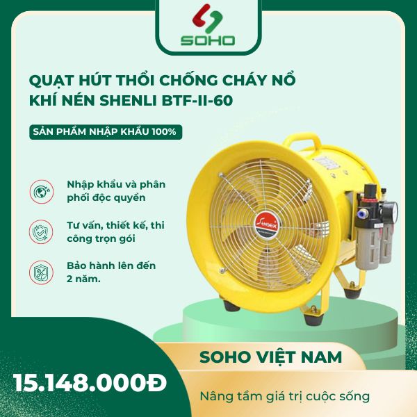 Quạt Hút Thổi Chống Cháy Nổ Khí Nén Shenli BTF-II-60