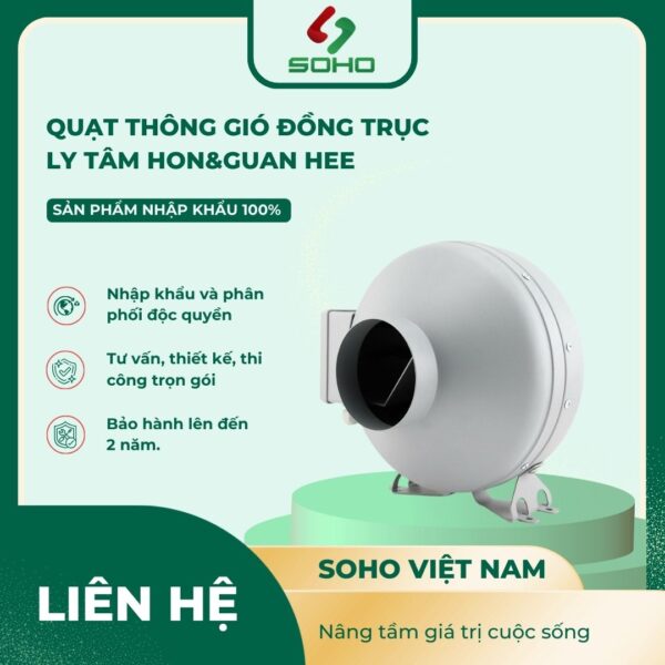 Quạt thông gió đồng trục ly tâm Hon&Guan HEE-315I
