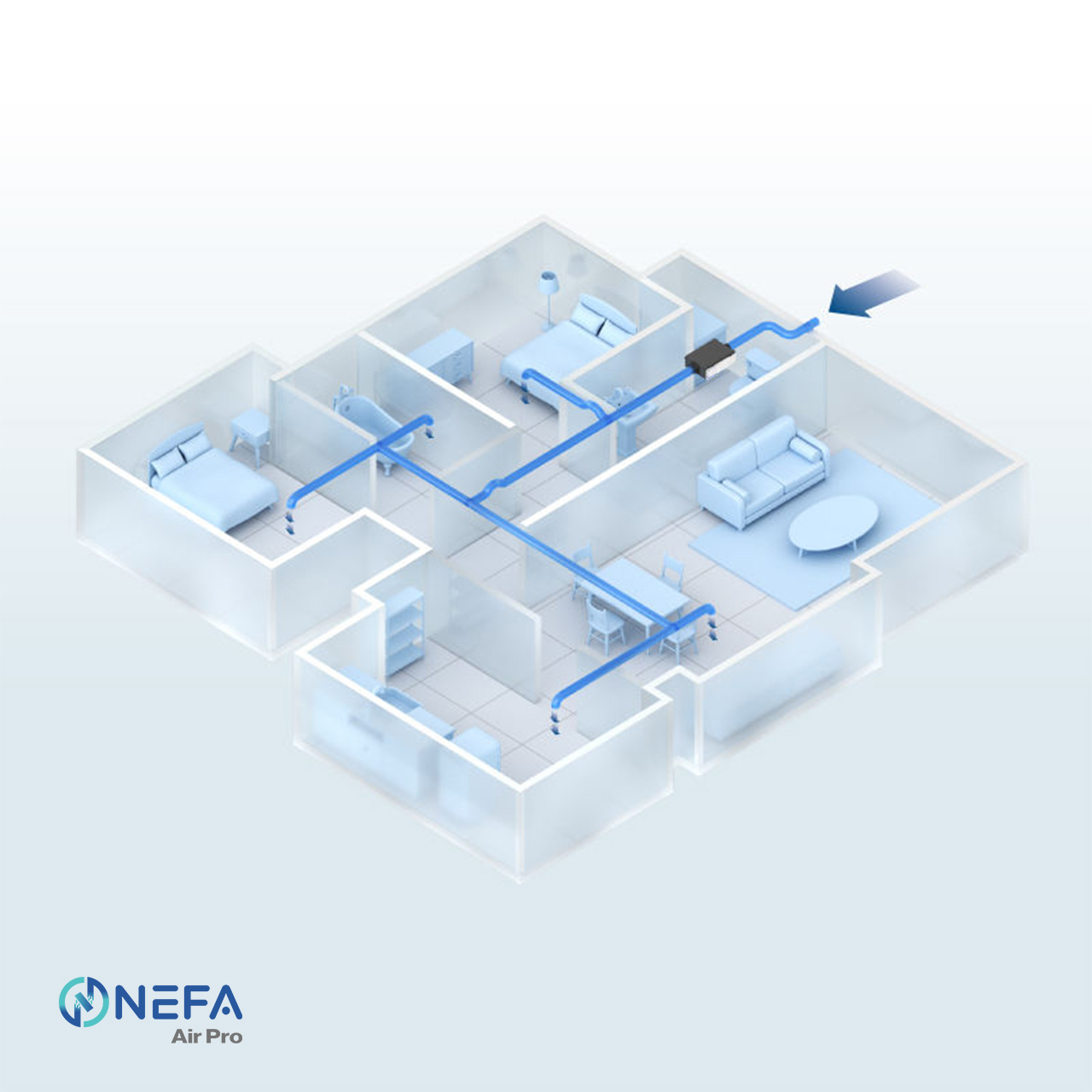 Máy Lọc Không Khí Cấp Khí Tươi Áp Dương 1 Chiều 9 6 5