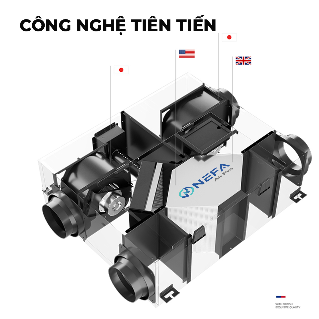 Máy Cấp Khí Tươi Hồi Nhiệt Hai Chiều Cửa Ngang 5 Hệ thống lọc không khí 4 lớp