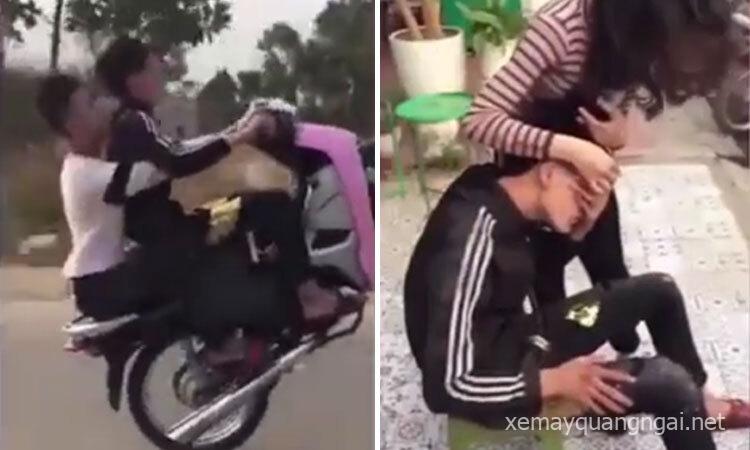 Ngã xuống đường khi bốc đầu xe máy