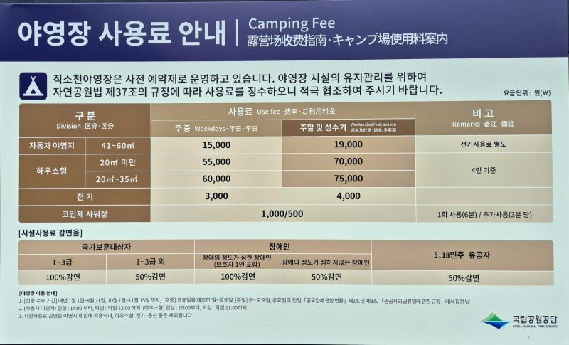 직소천자동차야영장
