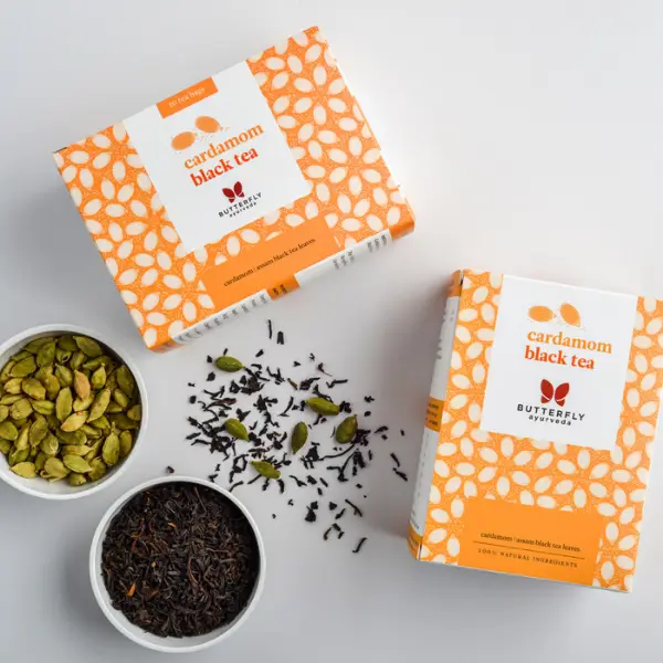 Butterfly Ayurveda Cardamom Black Tea, Pitta Balancing, 20 Tea Bags