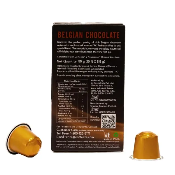 Coffeeza Belgian Chocolate Flavoured Aluminium Coffee Capsules