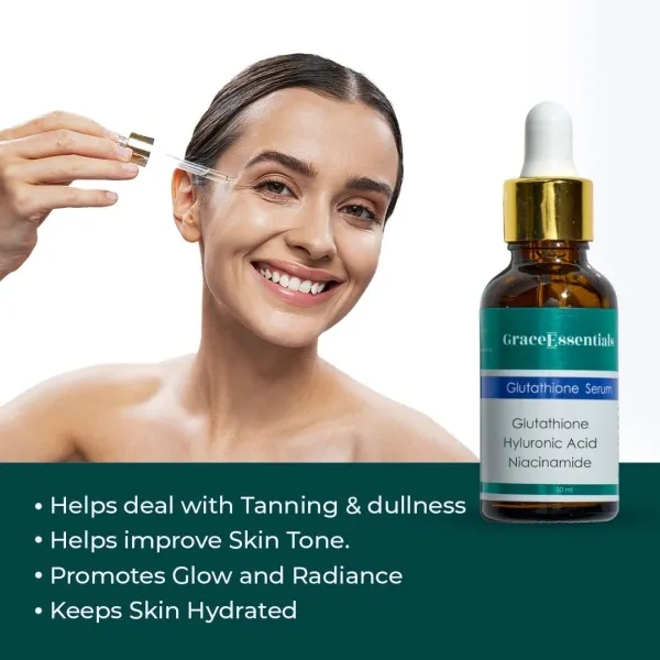 Grace Essentials 10% Glutathione face serum with Niacinamide, Hyaluronic  Acid and Vitamin C for Glowing Skin