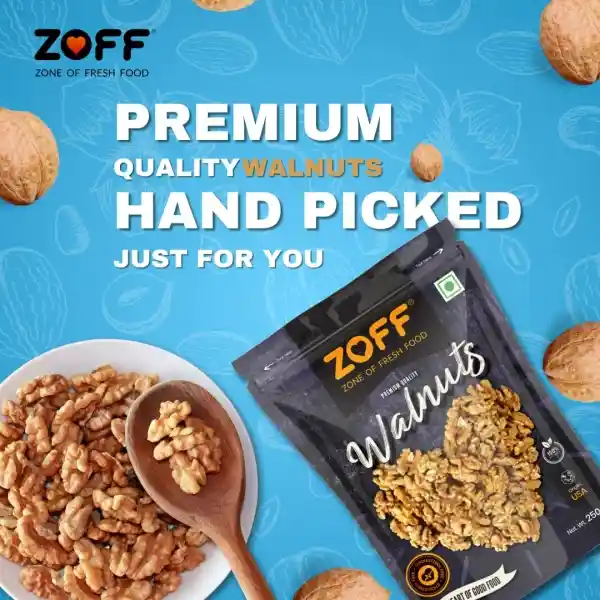Zoff Premium Walnut | Akrode | Premium Zip Lock Pouch | Net Weight