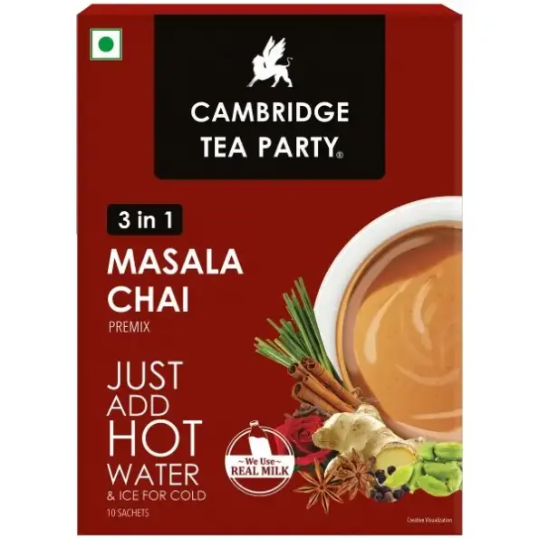 Cambridge Tea Party Instant Tea Masala Chai With Adrak Elaichi, 3 In 1 ...