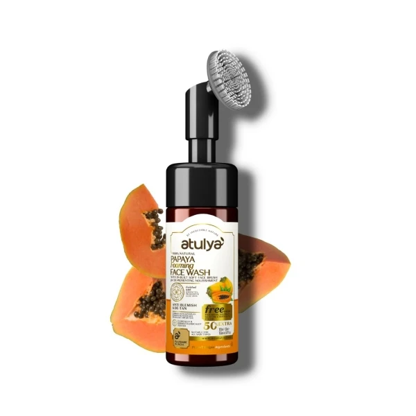 Atulya Papaya Foaming Face Wash With In-Built Soft Face Brush